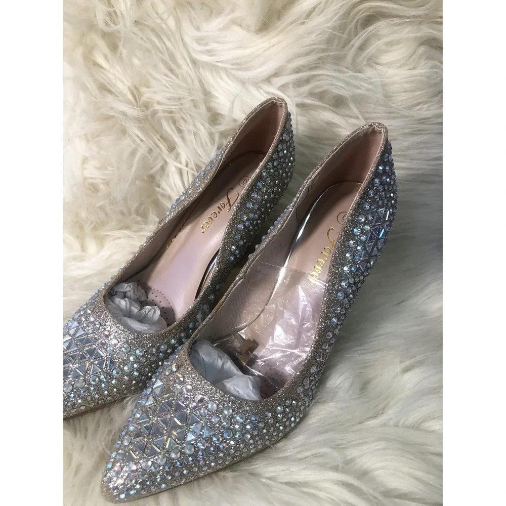 Forever-Women‎ Event 94 Champagne Glitter Stilettoes  PUMP BRAND NEW SIZE 7.5 - Picture 5 of 13